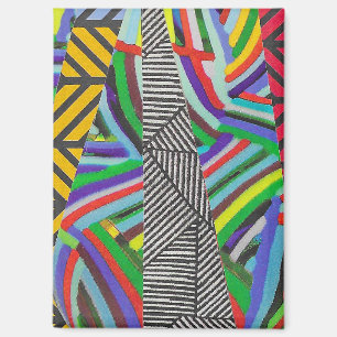 Aimant hachures colorées et collage en chevron