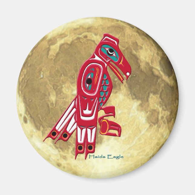 Aimant HAIDA EAGLE & PLEINE LUNE Native American Art Magn (Devant)