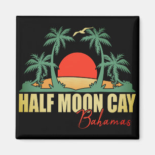 Aimant Half Moon Cay Bahamas Retro Vintage 80s Palm tree