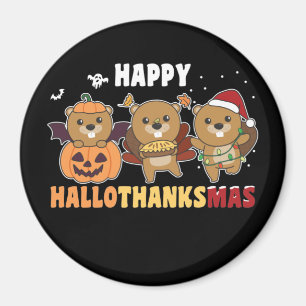 Aimant Hallothanksmas Happy Beaver Christmas Beaver Magne
