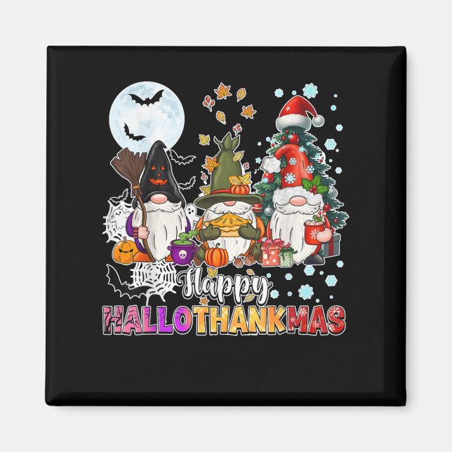 Aimant Hallothanksmas heureux Gnomes Lover Drôle Hallowee (Devant)
