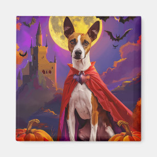 Aimant Halloween Basenji Chien Citrouille peur