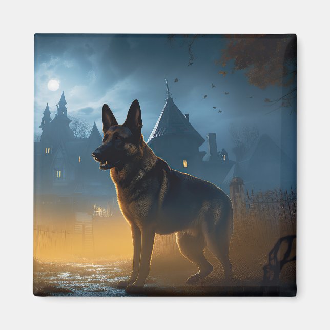 Aimant Halloween berger allemand effroi (Devant)