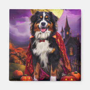 Aimant Halloween Bernese Mountain Dog Citrouille peur