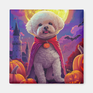 Aimant Halloween Bichon Frise Chien Citrouille peur