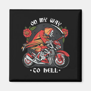 Aimant Halloween Biker Skeleton Sur Le Chemin De L'Enfer 