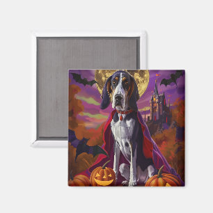 Aimant Halloween Bluetick Coonhound Chien Citrouille peur