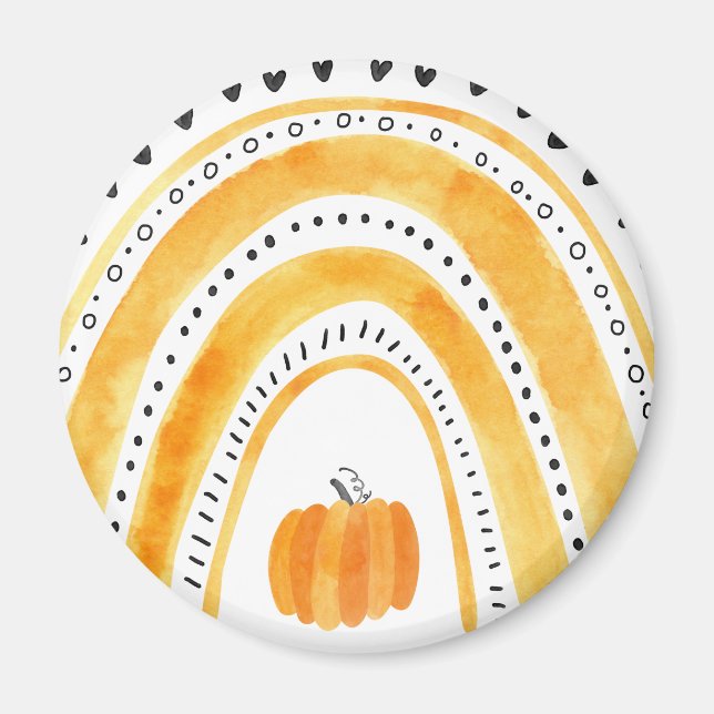 Aimant Halloween Boho Rainbow & Citrouille Motif (Devant)