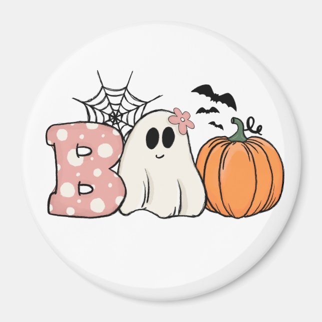 Aimant Halloween Boo Ghost Citrouille Bats Cobweb (Devant)