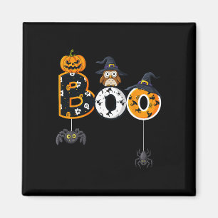 Aimant Halloween Boo Owl Avec Sorcière Casquette Araignée