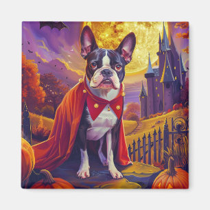 Aimant Halloween Boston Terrier Chien Citrouilles Épouvan