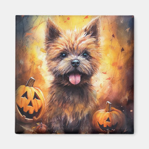 Aimant Halloween Cairn Terrier Avec La Peur Citrouille