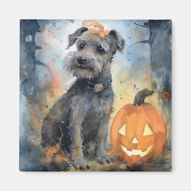 Aimant Halloween Chesapeake Bay Terrier Avec Citrouilles (Devant)
