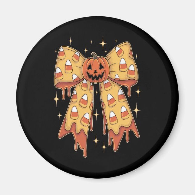 Aimant Halloween Citrouille Bow Candy Corn (Devant)