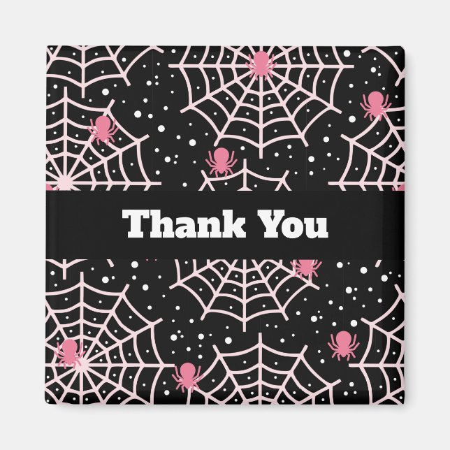 Aimant Halloween Cobwebs et araignées Motif Merci (Devant)