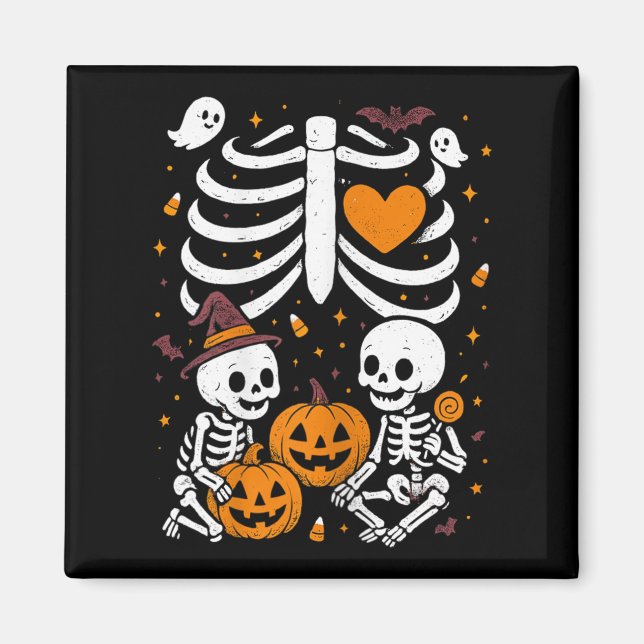 Aimant Halloween Costume Pregnant Woman Twins Pumpkin Rib (Devant)