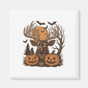 Aimant Halloween Deer Forêt Éffrayante Buck Citrouille Ch