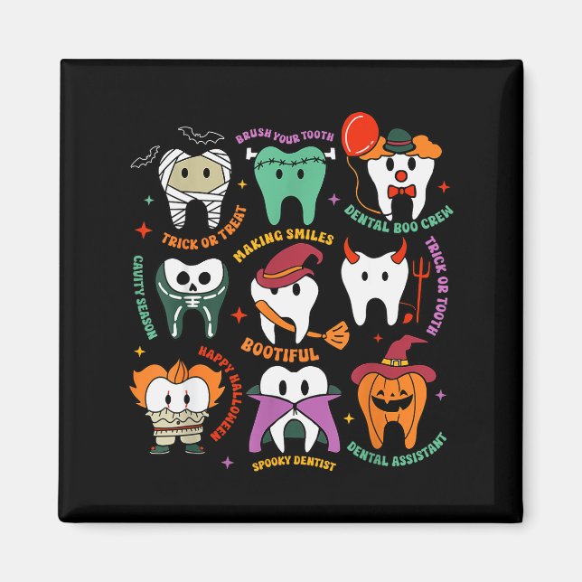 Aimant Halloween Dental Boo Crew Dentist Costume Teeth Wo (Devant)