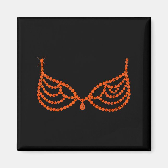 Aimant Halloween Funny Showgirl Orange Crystal Bra Lazy C (Devant)