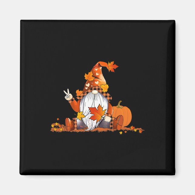 Aimant Halloween Gnome Cute Automne Citrouille Automne Va (Devant)