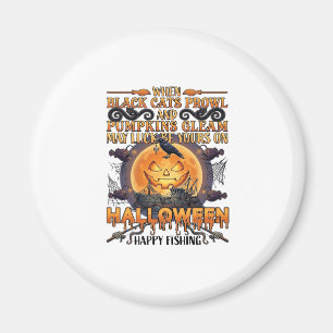 Aimant Halloween Joyeux Pêche Chats Noirs Citrouilles Cor