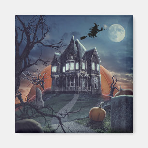 Aimant Halloween Maison hantée Éffrayant Graveyard Frigo