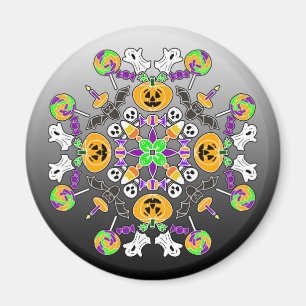 Aimant Halloween Mandala Ghosts, Ornement Citrouille