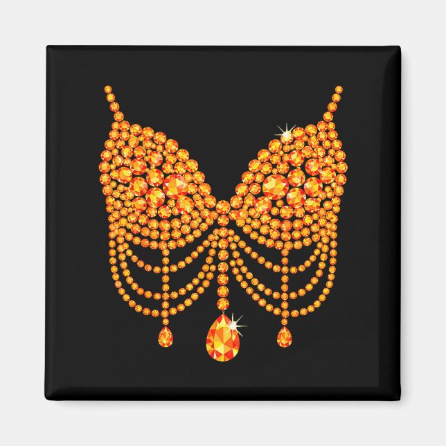 Aimant Halloween Orange Bra Design Costume Show Girls  (Devant)