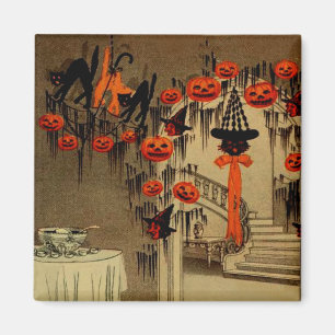 Aimant Halloween Party Jack-o'-lantern Citrouille Chat no