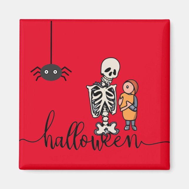 Aimant Halloween Skeleton et un garçon (Devant)