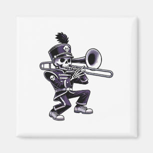 Aimant Halloween Skeleton School Marche Band Trombone P