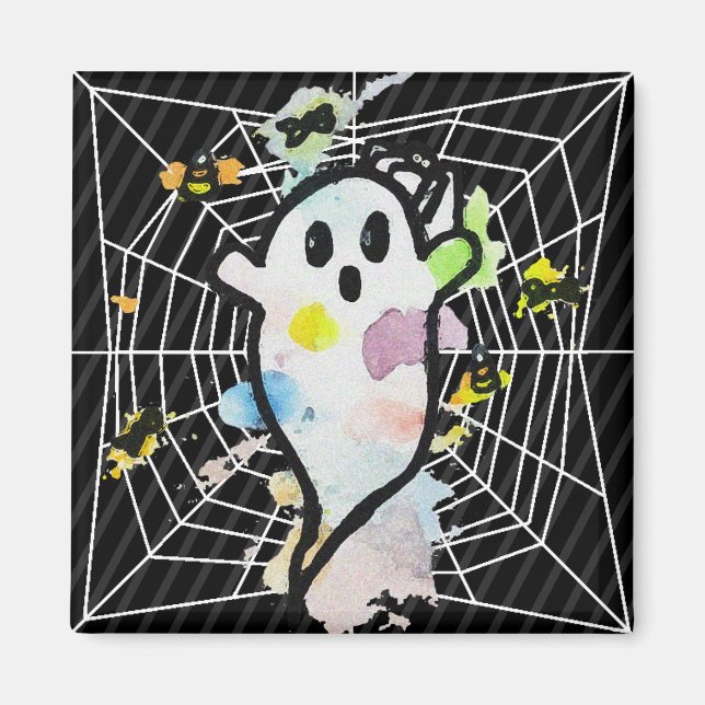 Aimant Halloween Spider Web Ghost (Devant)
