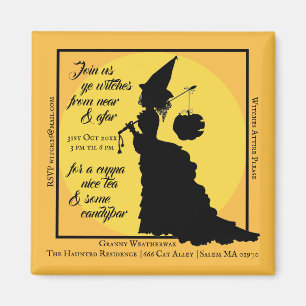 Aimant Halloween Tea Party Invitation sorcière victorienn