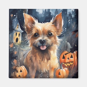 Aimant Halloween Terrier Australien Avec Peur Citrouille