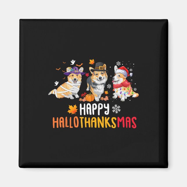 Aimant Halloween Thanksgiving Noël Funny Corgi Chiens (Devant)
