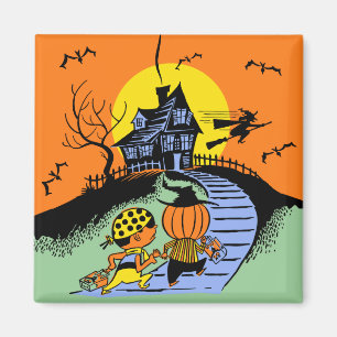 Aimant Halloween vintage - tour ou Treaters