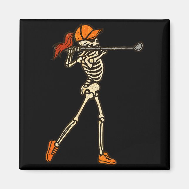 Aimant Halloween Women Golf Skeleton Funny Golf Halloween (Devant)