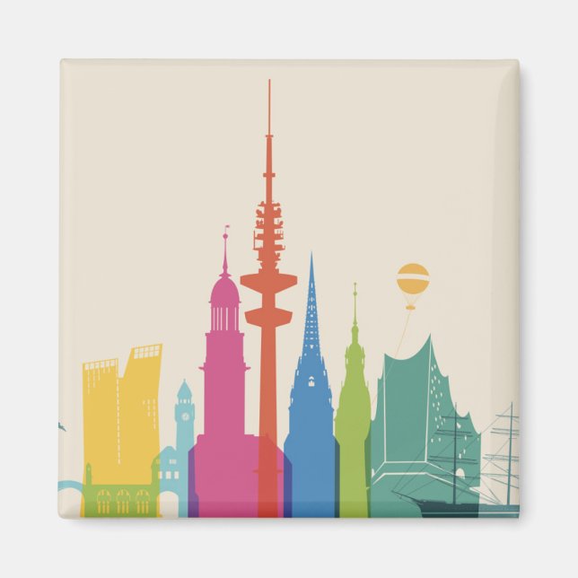 Aimant Hambourg Allemagne Skyline (Devant)