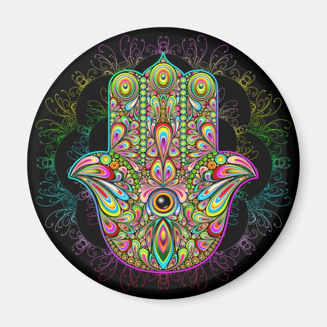 Aimant Hamsa Fatma Main Psychedelic Art (Devant)