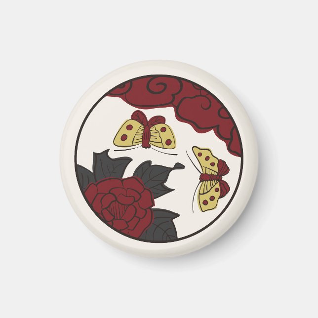 Aimant Hanafuda "Botan-ni-chou" (Devant)