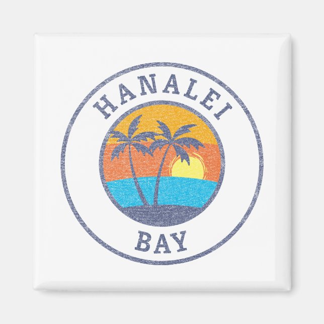 Aimant Hanalei Bay, Kauai style classique défraîchi (Devant)