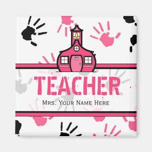 Aimant Handprints rose et noir d'aimant de professeur -