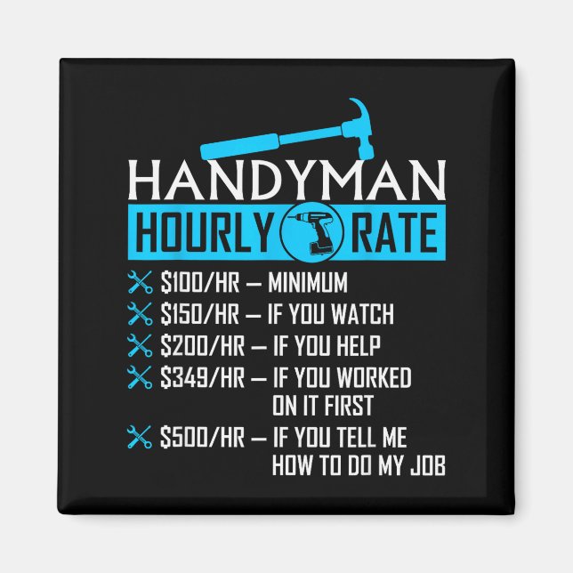 Aimant Handyman Hourly Rate Humor Carpenter Funny Handy M (Devant)