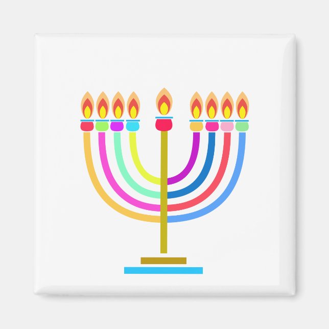 Aimant Hanoukka Menorah Lights Symbole de vacances (Devant)