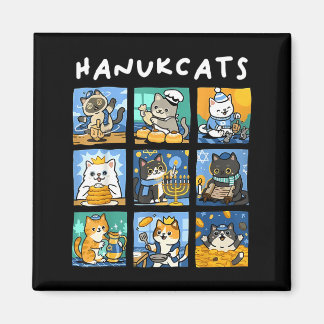Aimant Hanukcats Hanukkah Chat Menorah Juif Cadeau Chanuk