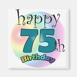 Aimant Happy 75th Birthday (bleu)