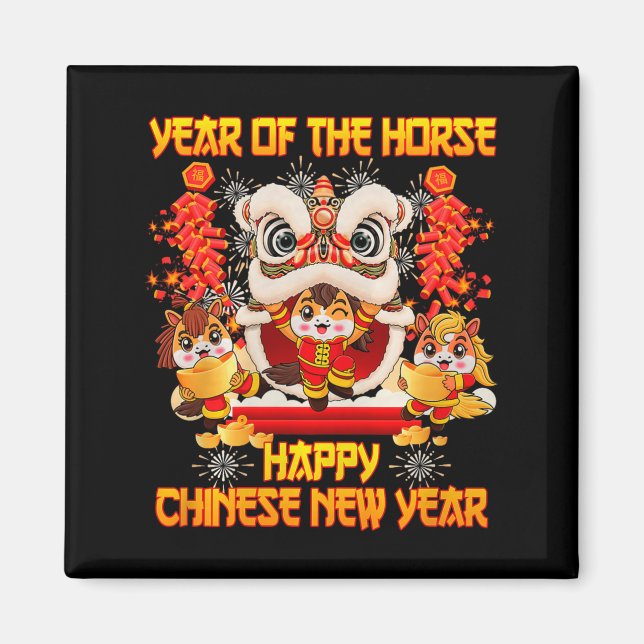Aimant Happy Chinese New Year 2026 Year Of The Horse Kid  (Devant)