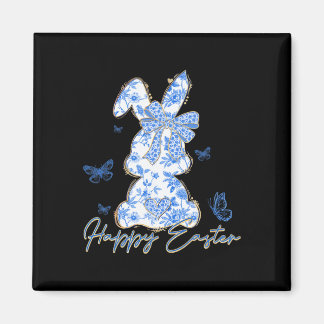 Aimant Happy Easter Bunny Blue Chinoiserie Easter Day 