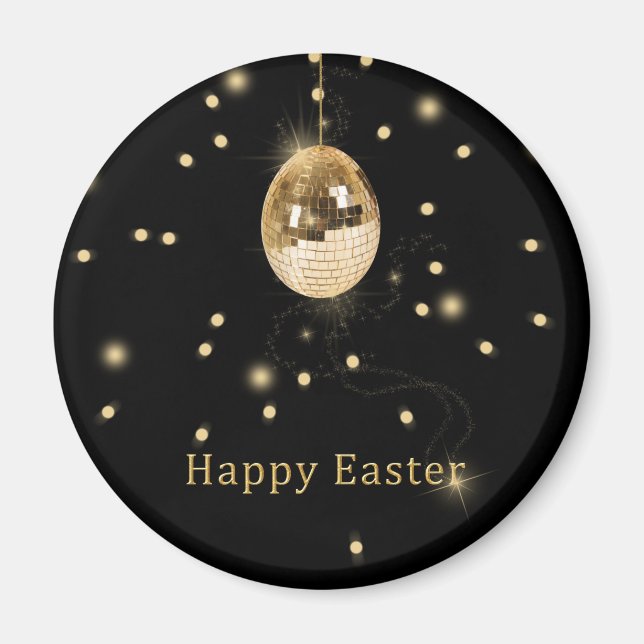 Aimant Happy Easter Gold Disco Ball (Devant)