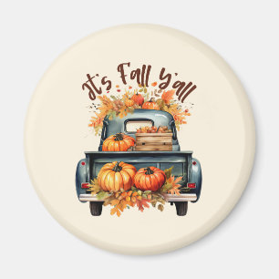 Aimant Happy Fall Y'all - Camion rustique avec Citrouille